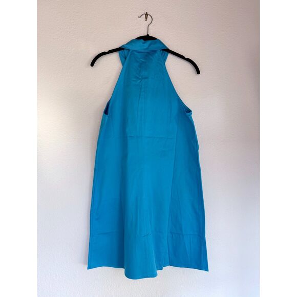 NWT My Beachy Side Amber Hand Crochet Buttons Halter Mini Dress in Blue Medium - Picture 10 of 16